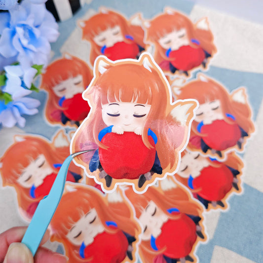 Wise Wolf & Apple Sticker