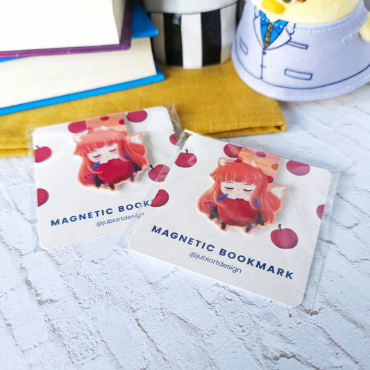 Wise Wolf and Apple Magnetic Bookmark