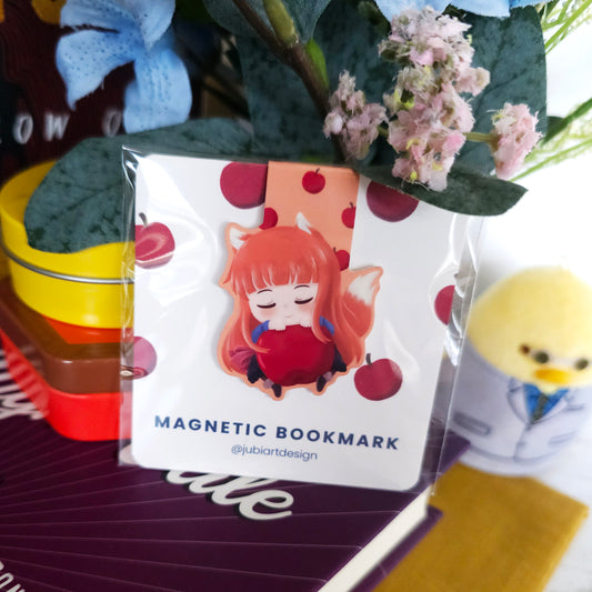 Wise Wolf and Apple Magnetic Bookmark