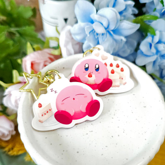 Kirboi Eats Cake Acrylic Keychain