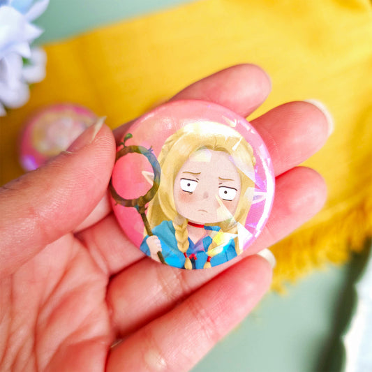 Blonde Elf Mage Button Pin