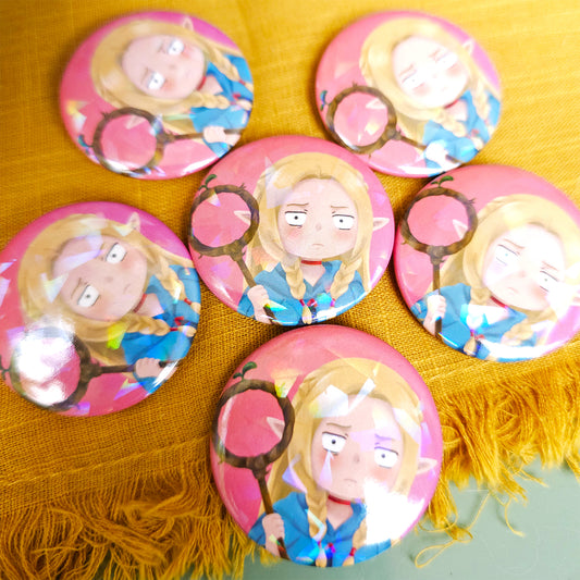 Blonde Elf Mage Button Pin
